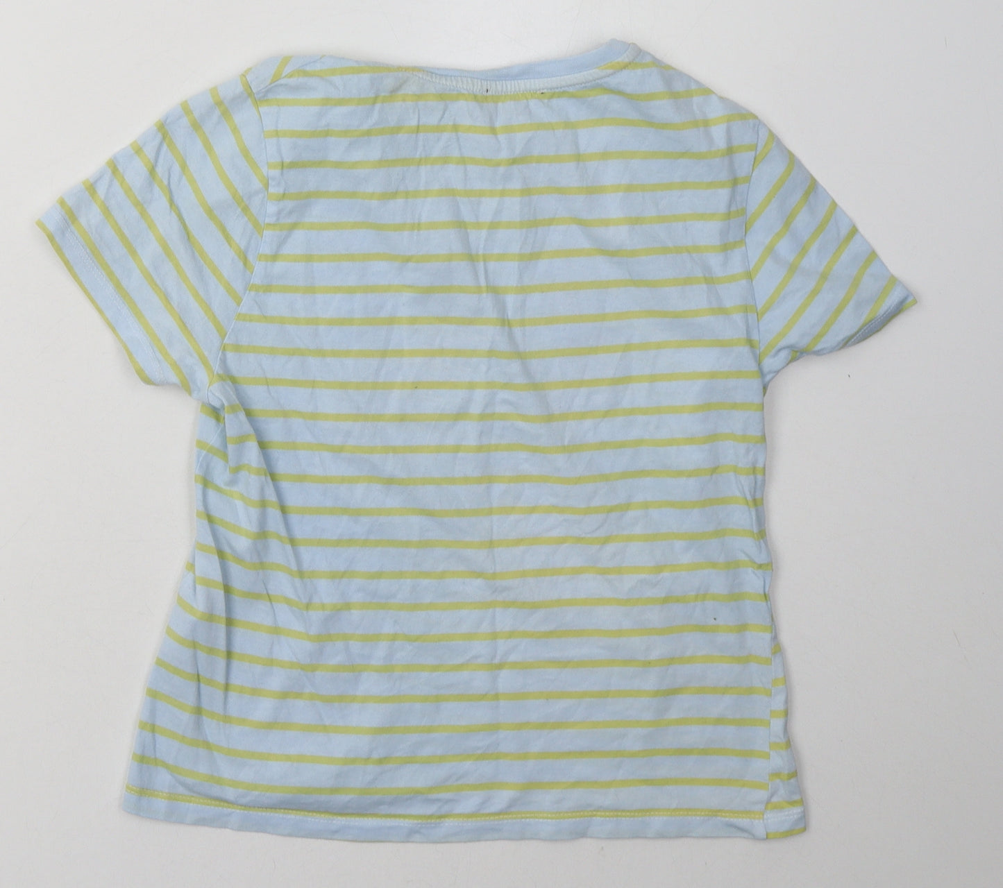 New Look Womens Blue Striped Cotton Basic T-Shirt Size 6 Crew Neck - Paris