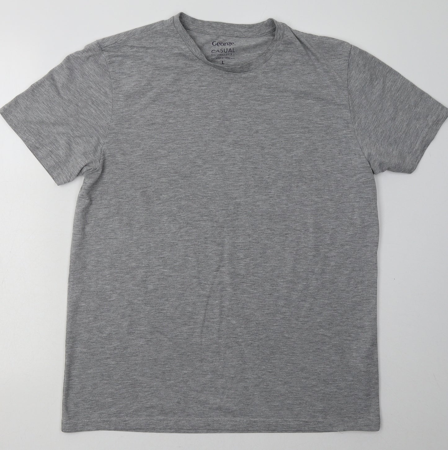 George Mens Grey  Polyester  T-Shirt Size L Crew Neck