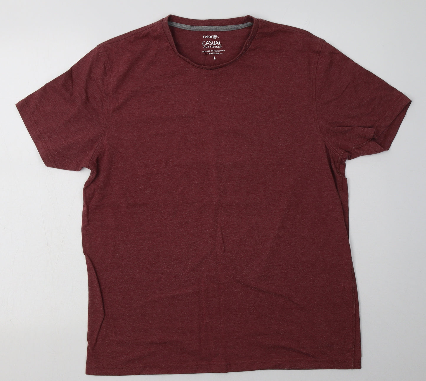 George Mens Red  Cotton  T-Shirt Size L Crew Neck