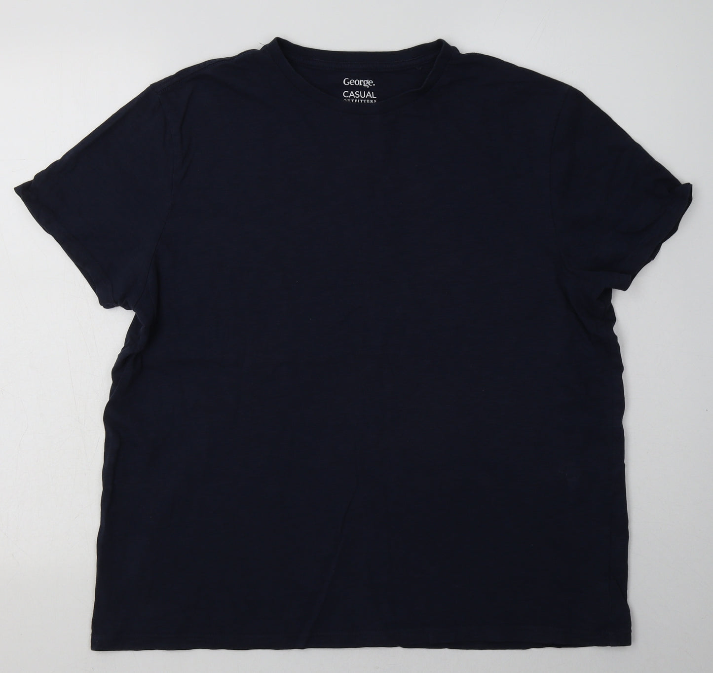 George Mens Blue  Cotton  T-Shirt Size L Crew Neck