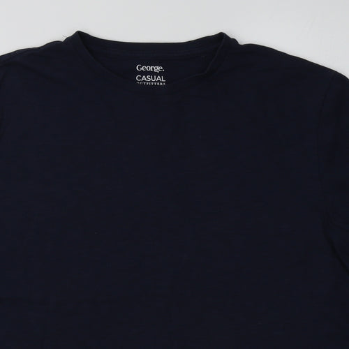 George Mens Blue  Cotton  T-Shirt Size L Crew Neck