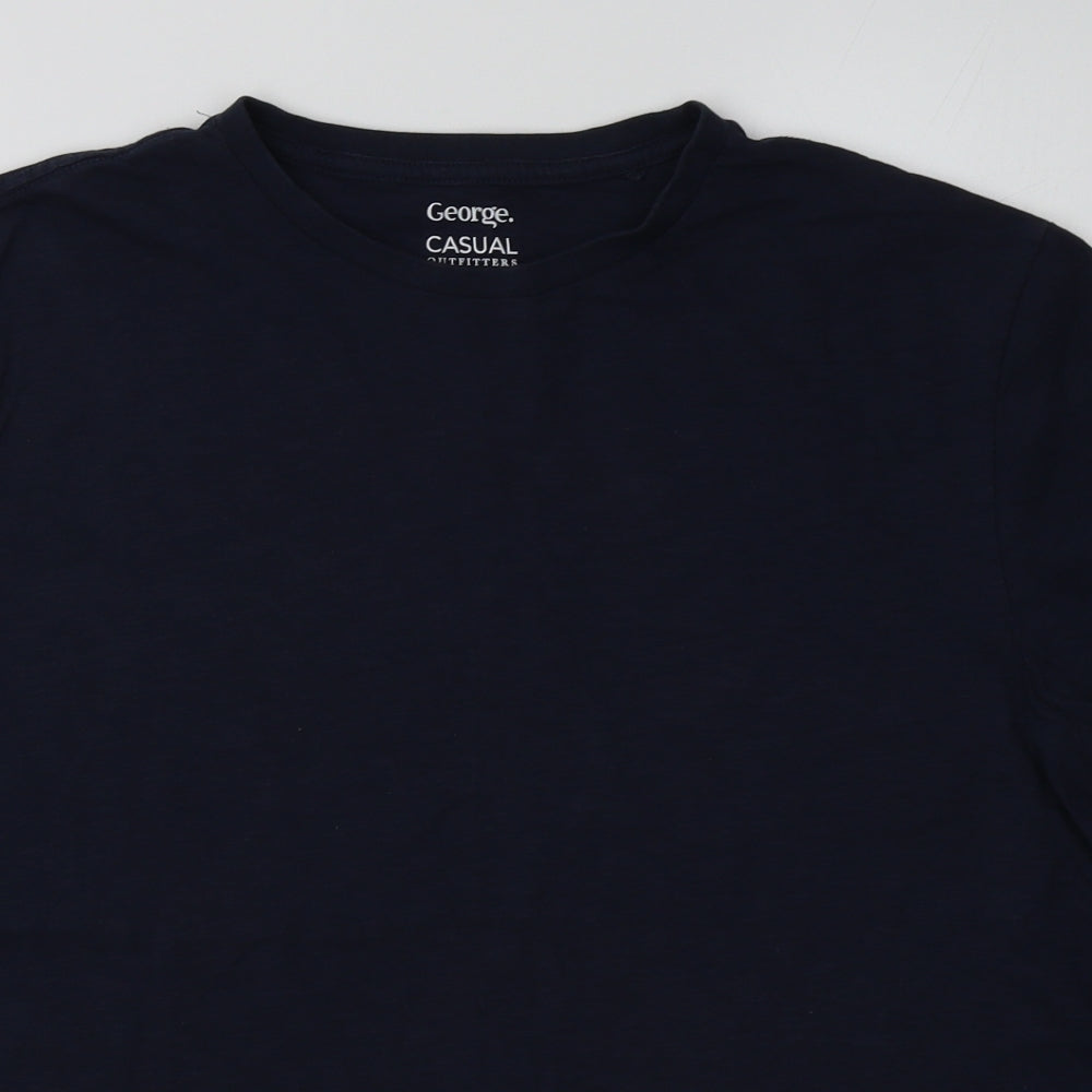 George Mens Blue  Cotton  T-Shirt Size L Crew Neck