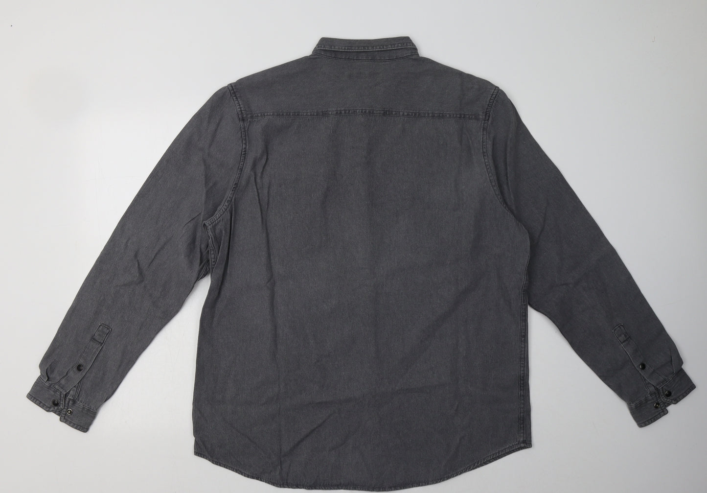 Cedar Wood State Mens Grey  Cotton  Button-Up Size XL Collared Buckle