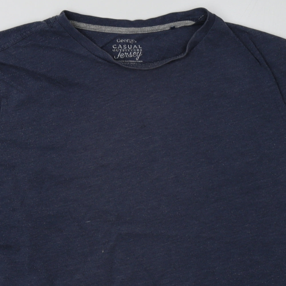 George Mens Blue  Cotton  T-Shirt Size L Crew Neck