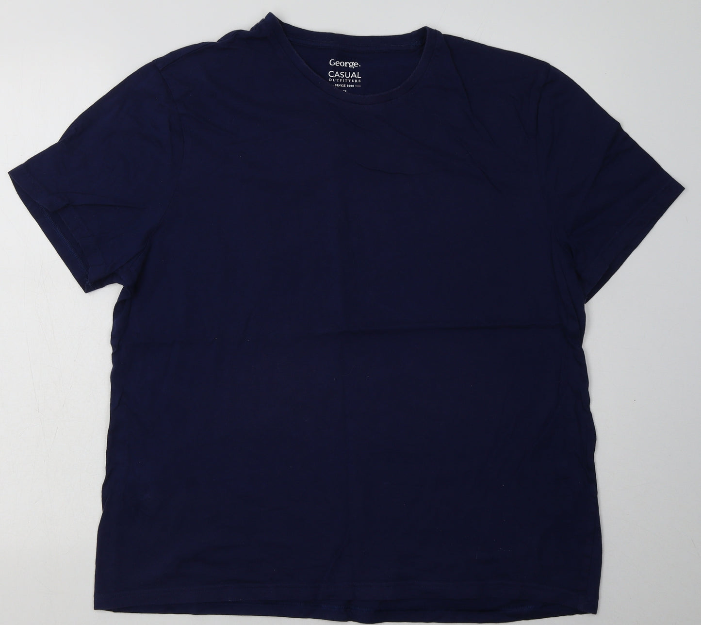 George Mens Blue  Cotton  T-Shirt Size XL Crew Neck