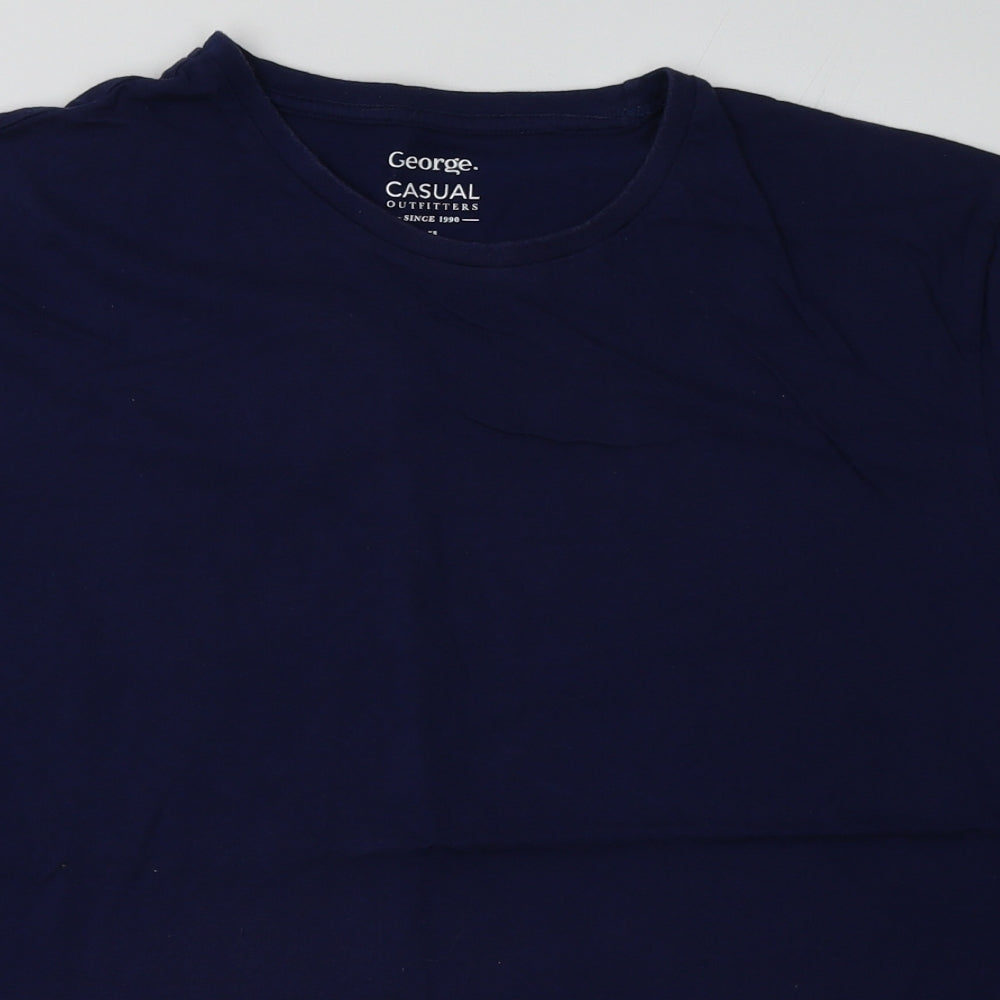 George Mens Blue  Cotton  T-Shirt Size XL Crew Neck