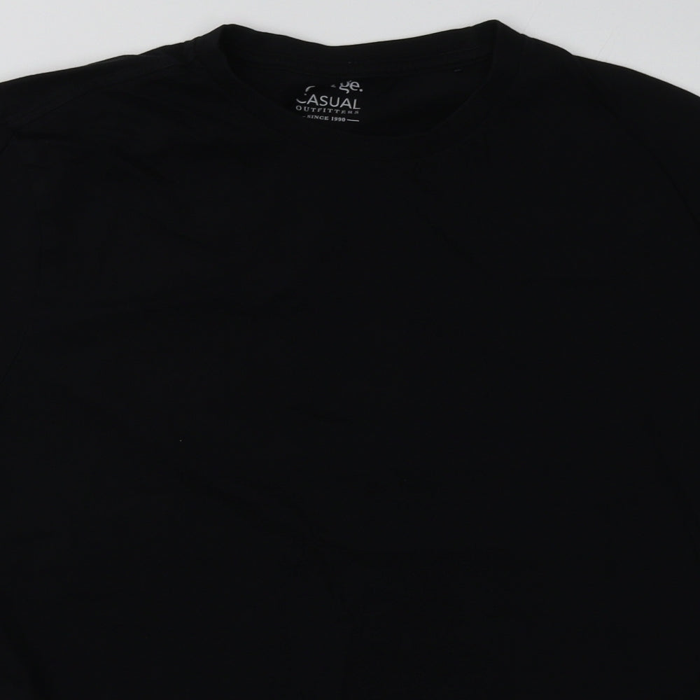 George Mens Black  Cotton  T-Shirt Size L Crew Neck