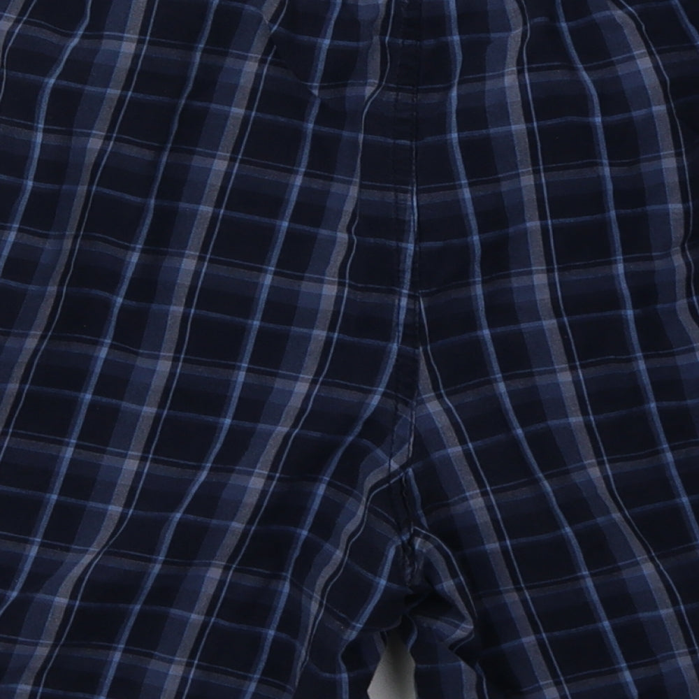 Marks and Spencer Mens Blue Check Cotton  Sleep Shorts Size M  Tie