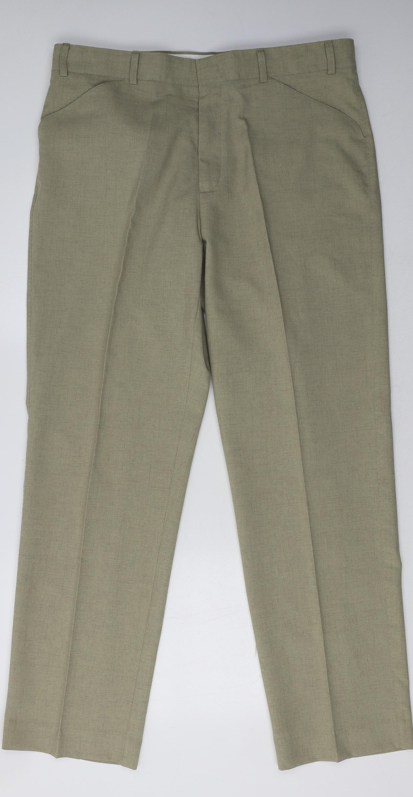 BHS Mens Beige  Polyester Trousers  Size 36 L31 in Regular Hook & Eye