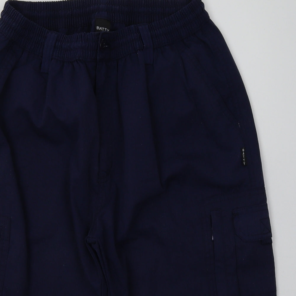 batty Mens Blue  Cotton Cargo Shorts Size M L14 in Regular Button