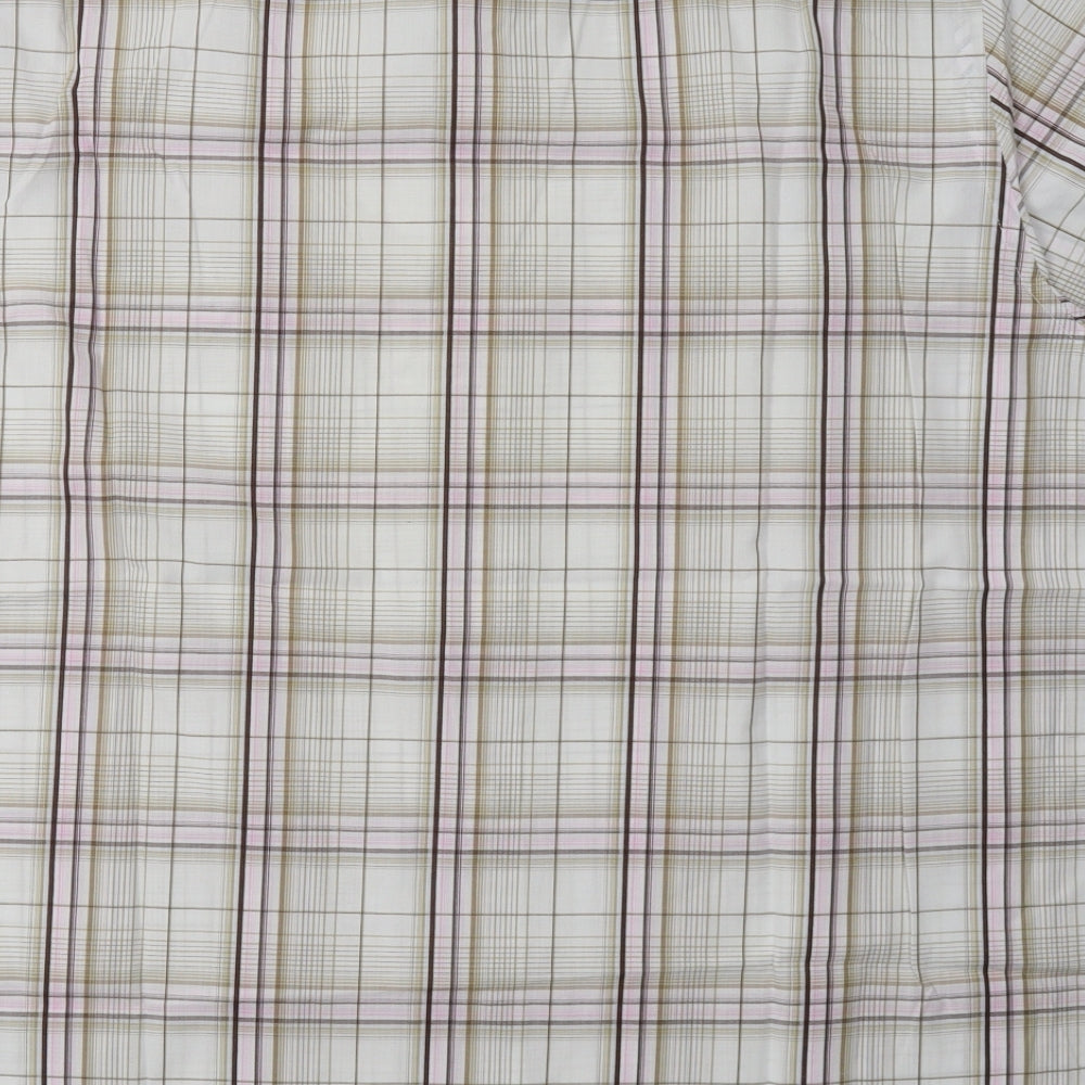 Debenhams Mens Beige Check Cotton  Button-Up Size L Collared Button