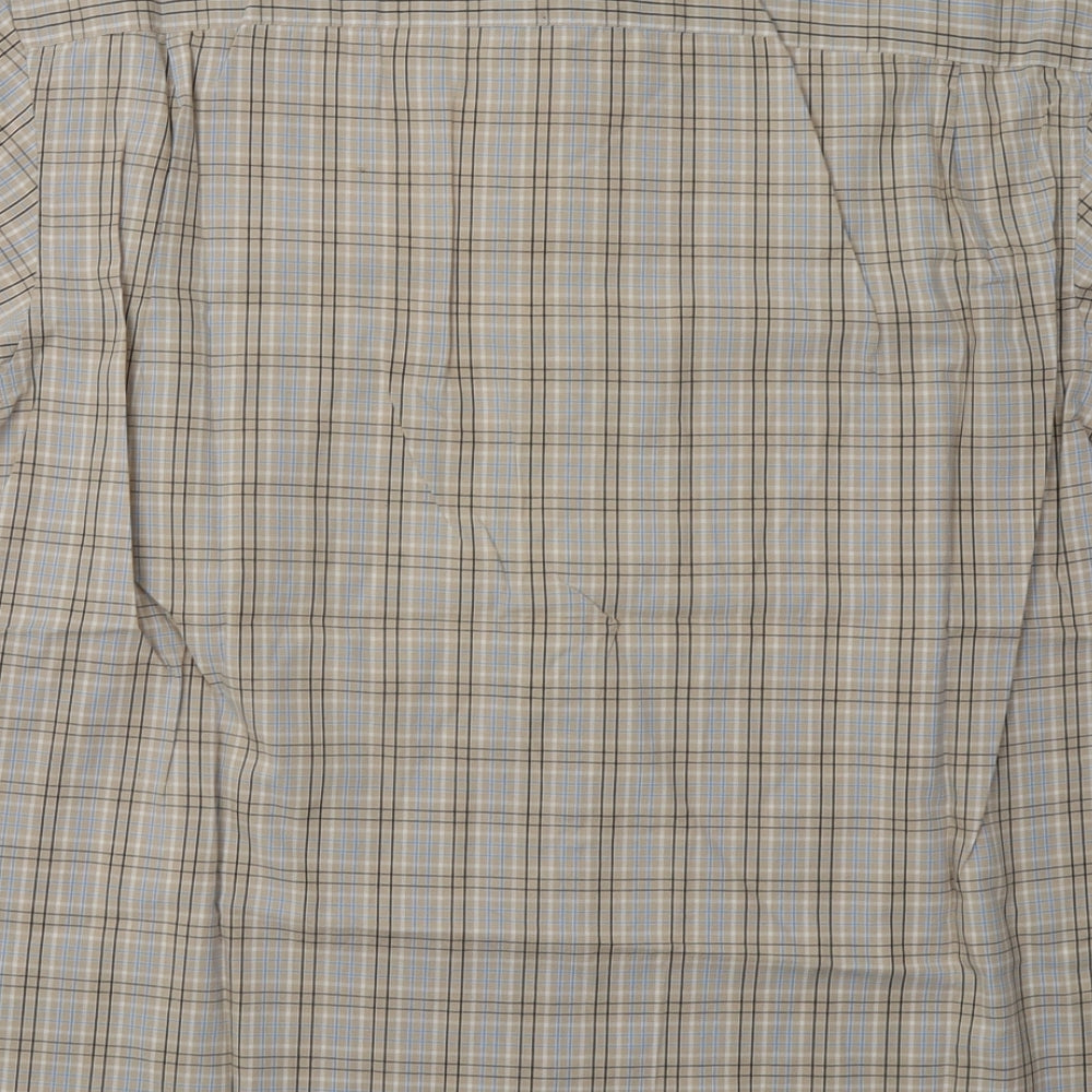 Marks and Spencer Mens Brown Check Cotton  Button-Up Size L Collared Button