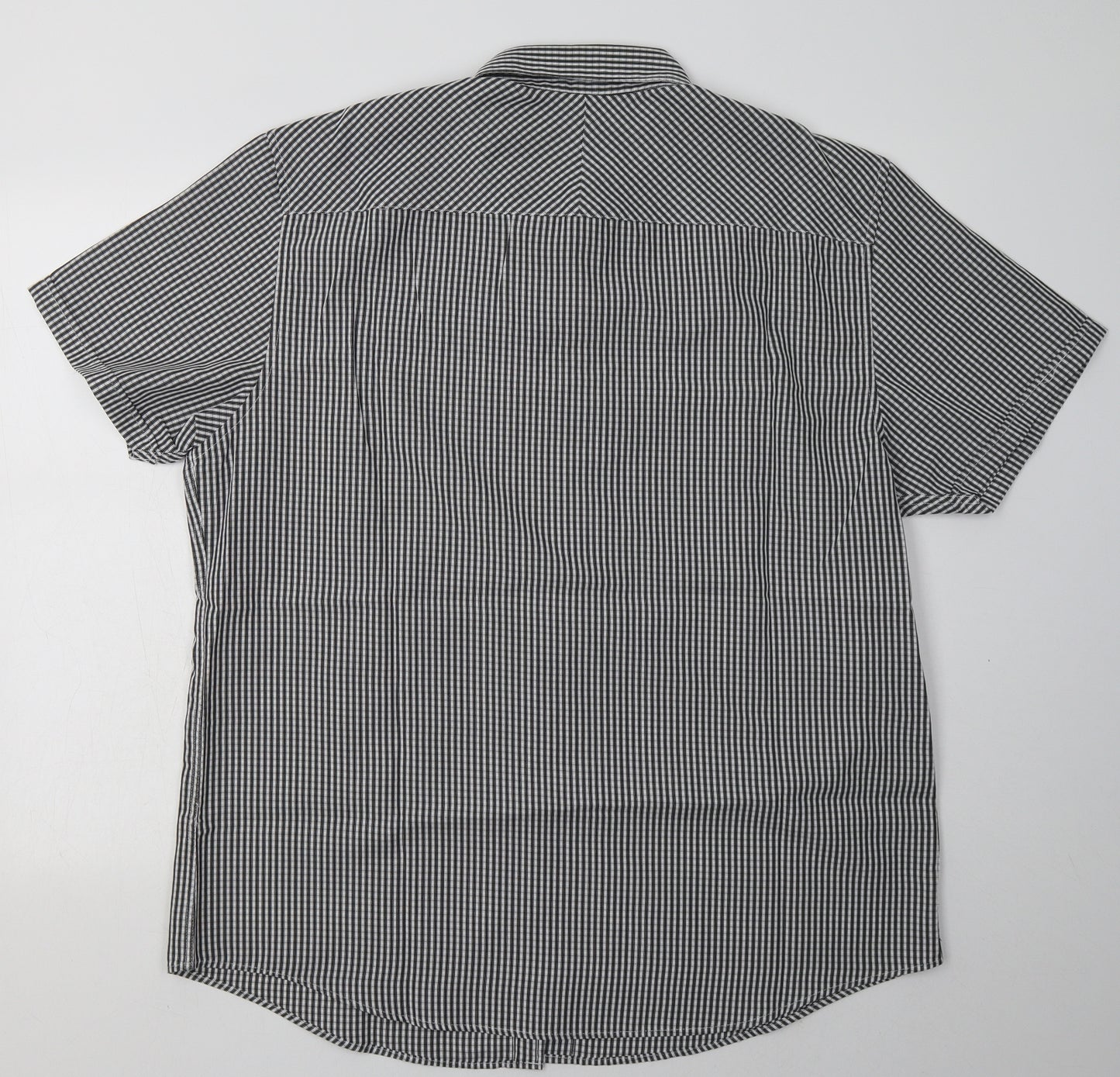 Debenhams Mens Black Check Polyester  Button-Up Size L Collared Button - soft touch