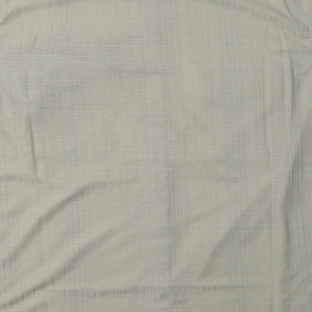 ZEEpmayor Mens Beige Striped Polyester  Button-Up Size XL Collared Button