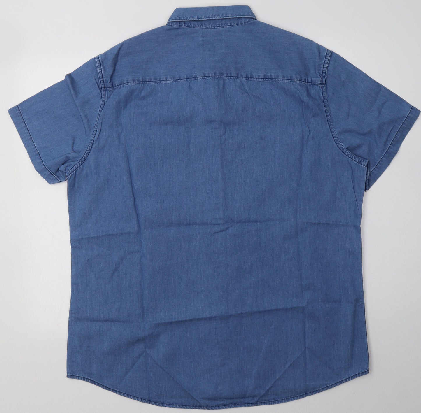 F&F Mens Blue  Cotton  Button-Up Size XL Collared Button