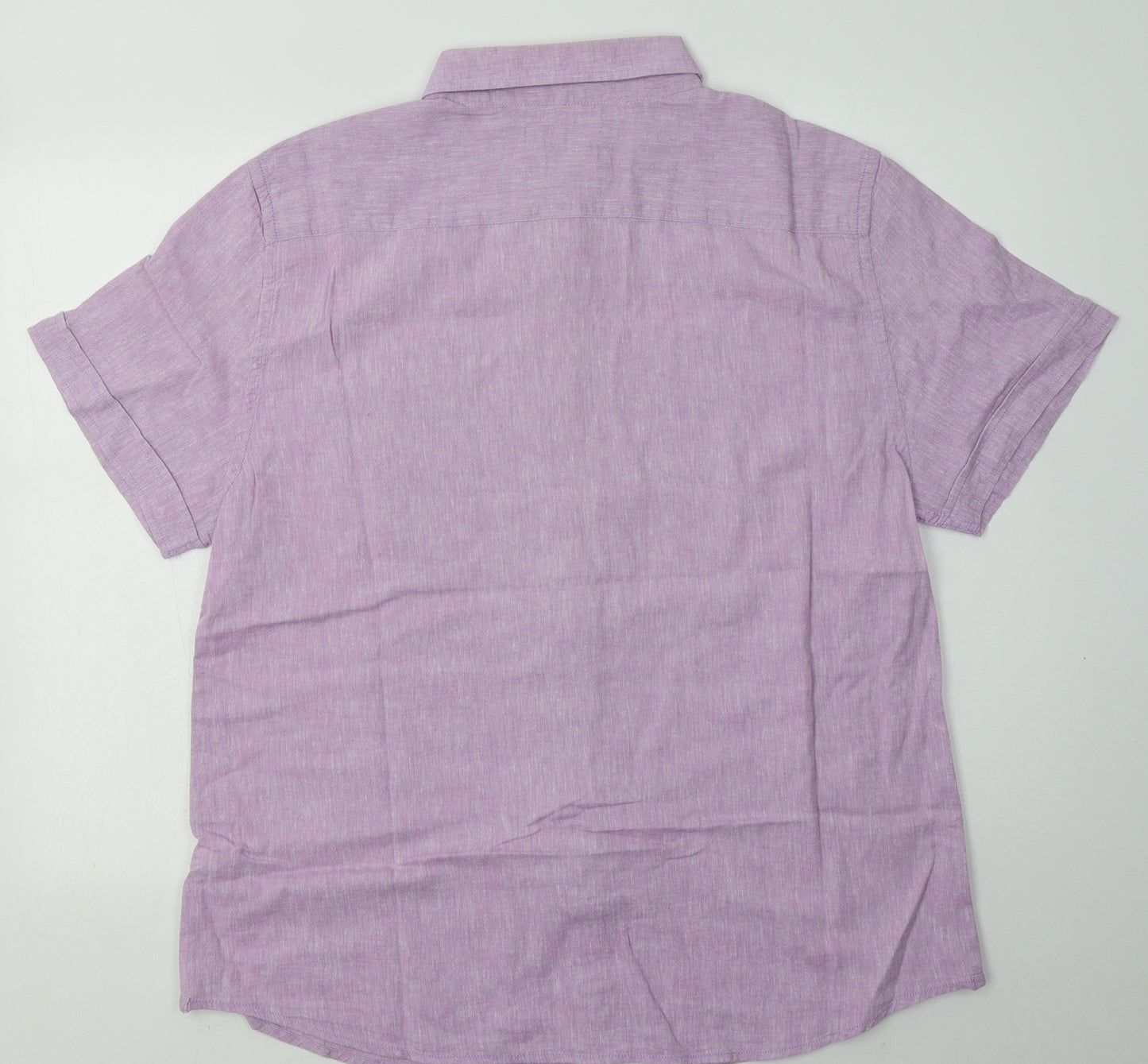 Matalan Mens Purple  Linen  Button-Up Size XL Collared Button