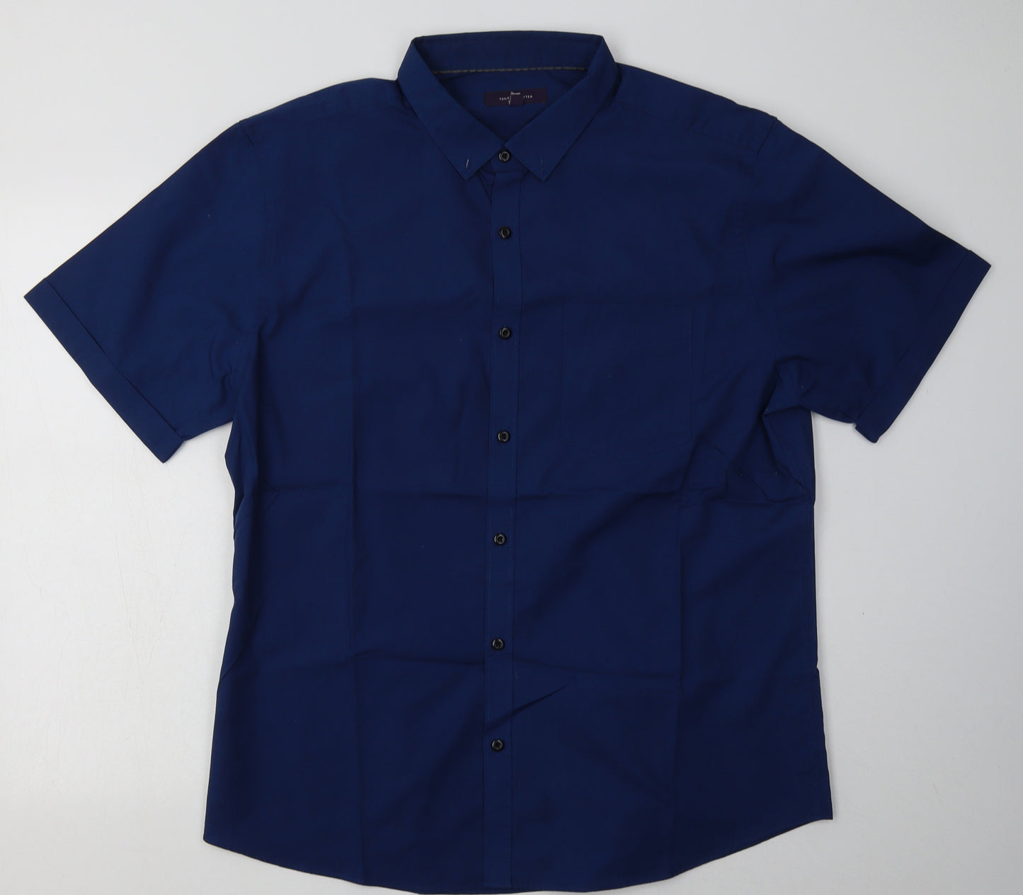 George Mens Blue  Polyester  Button-Up Size XL Collared Button