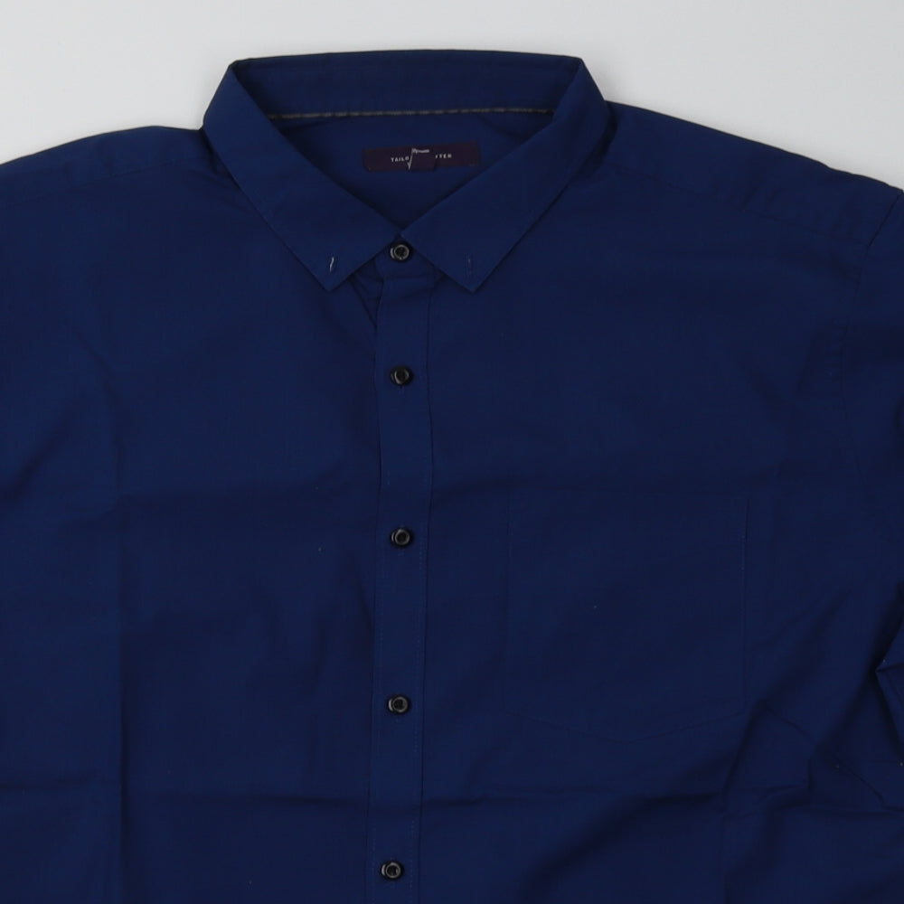 George Mens Blue  Polyester  Button-Up Size XL Collared Button