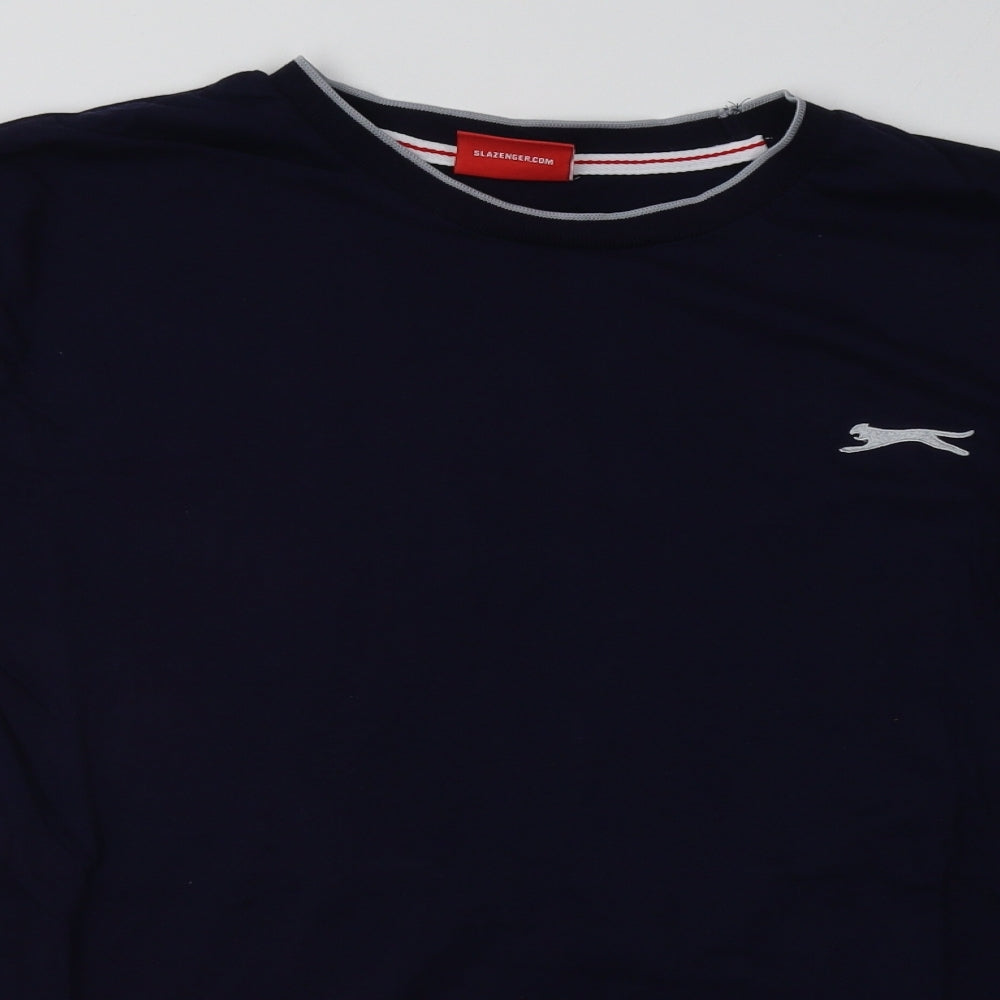 Slazenger Mens Blue  Cotton  T-Shirt Size XL Crew Neck