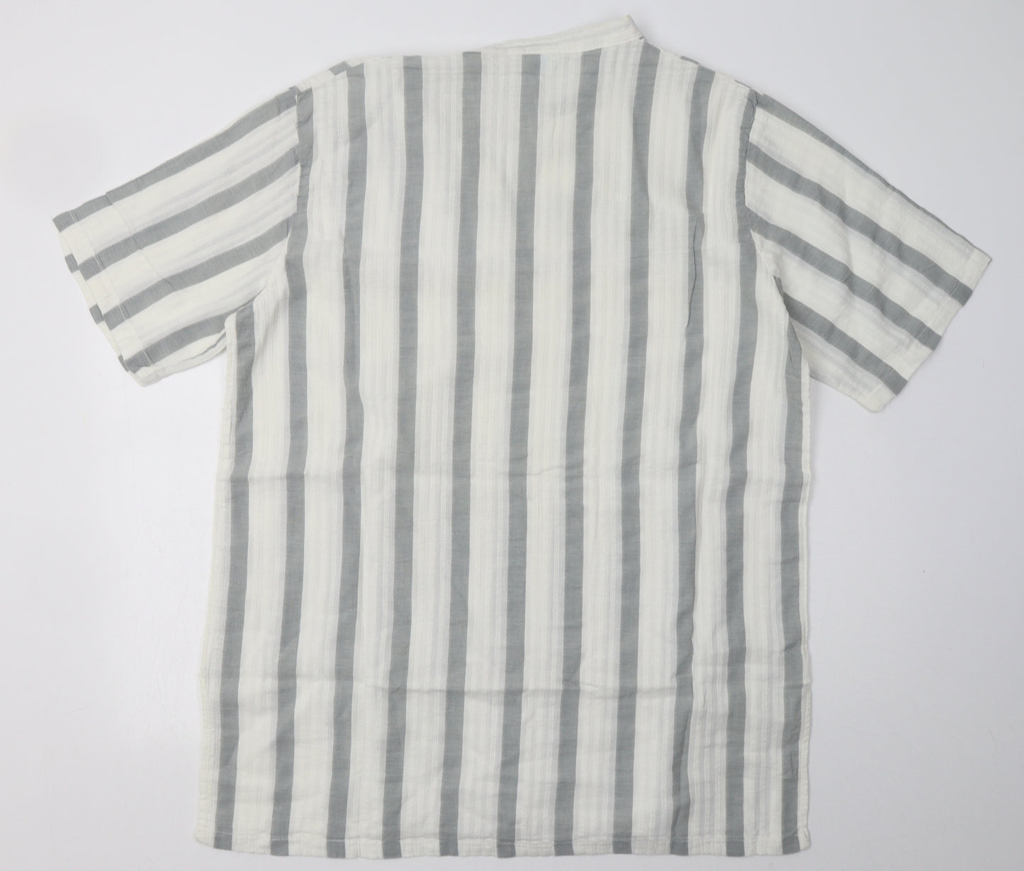 Olympic Mens Grey Striped Cotton  T-Shirt Size L V-Neck
