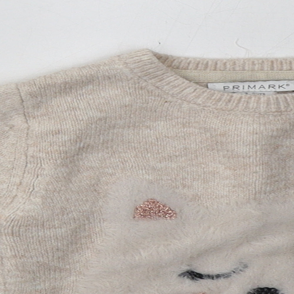 PRIMrk Girls Beige  Acrylic Pullover Sweatshirt Size 3-4 Years  Pullover - cat