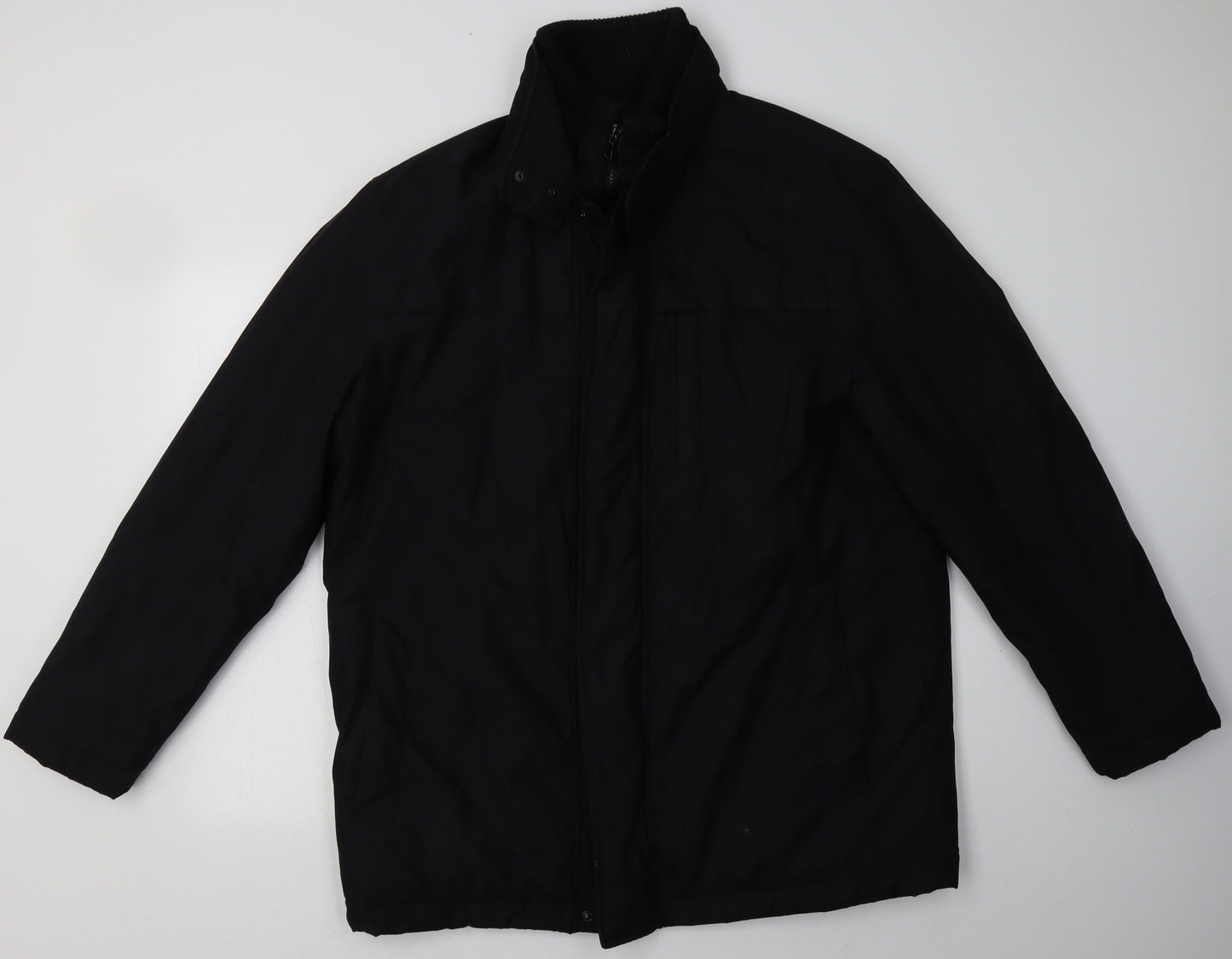 Marks and Spencer Mens Black   Overcoat Coat Size XL  Zip