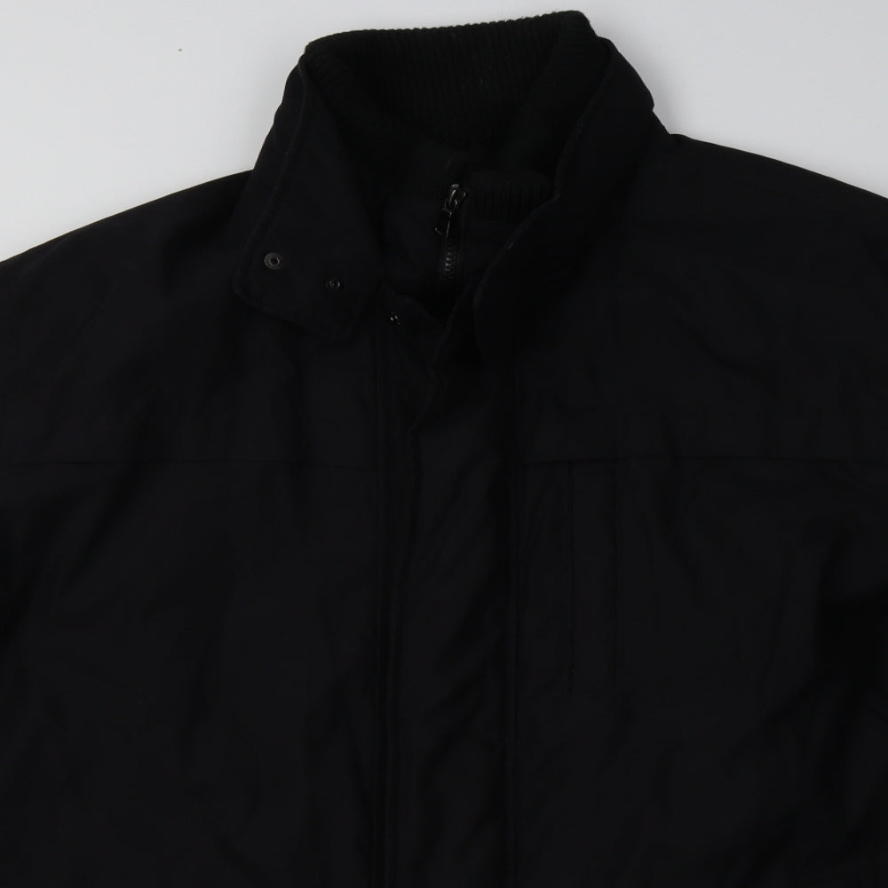 Marks and Spencer Mens Black   Overcoat Coat Size XL  Zip