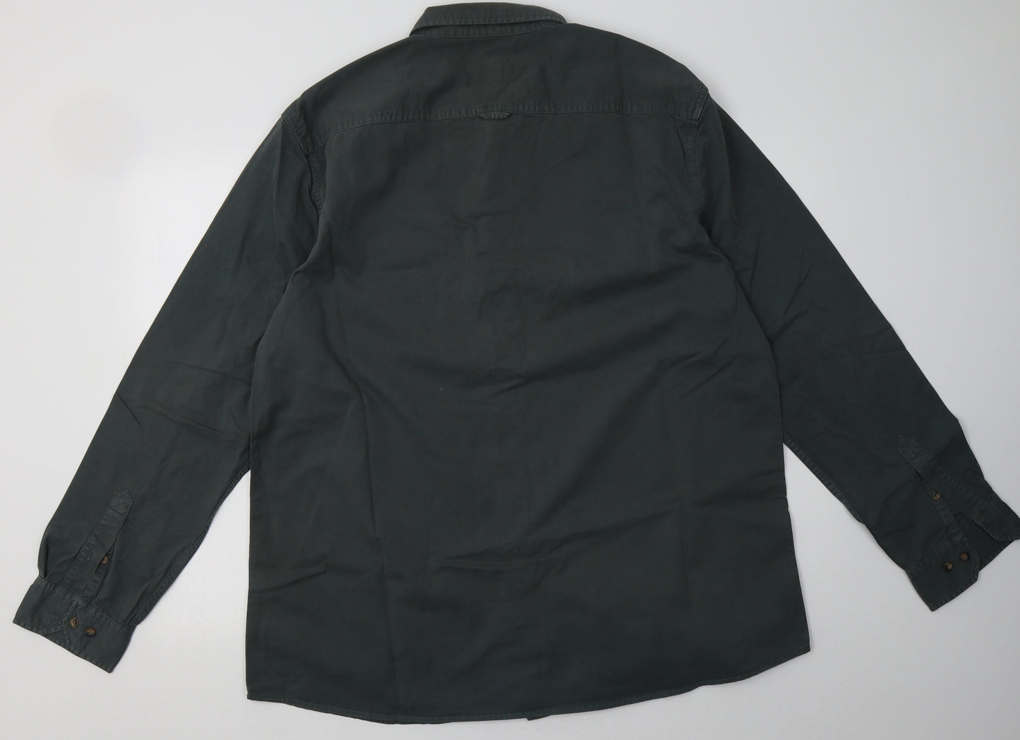 George Mens Green  Cotton  Button-Up Size XL Collared Button