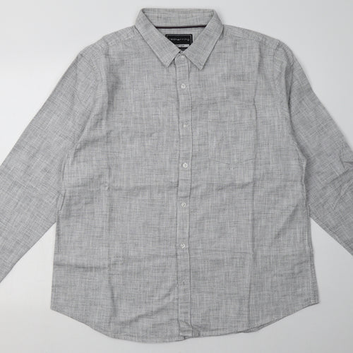 Debenhams Mens Grey  Cotton  Button-Up Size XL Collared Button