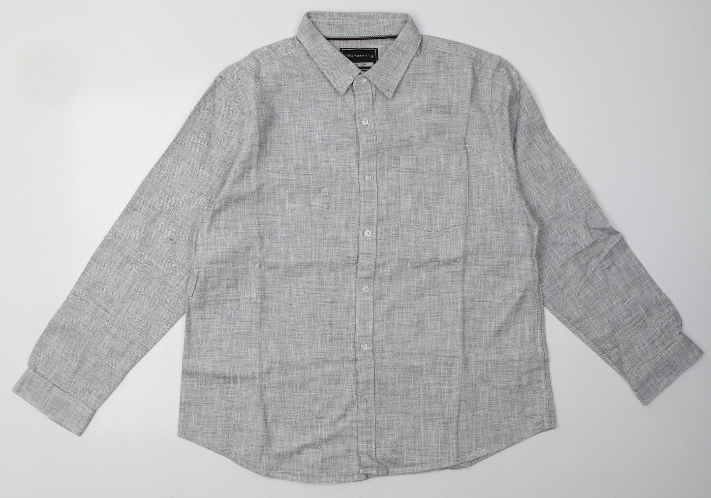 Debenhams Mens Grey  Cotton  Button-Up Size XL Collared Button