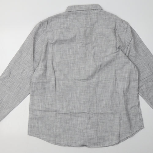 Debenhams Mens Grey  Cotton  Button-Up Size XL Collared Button