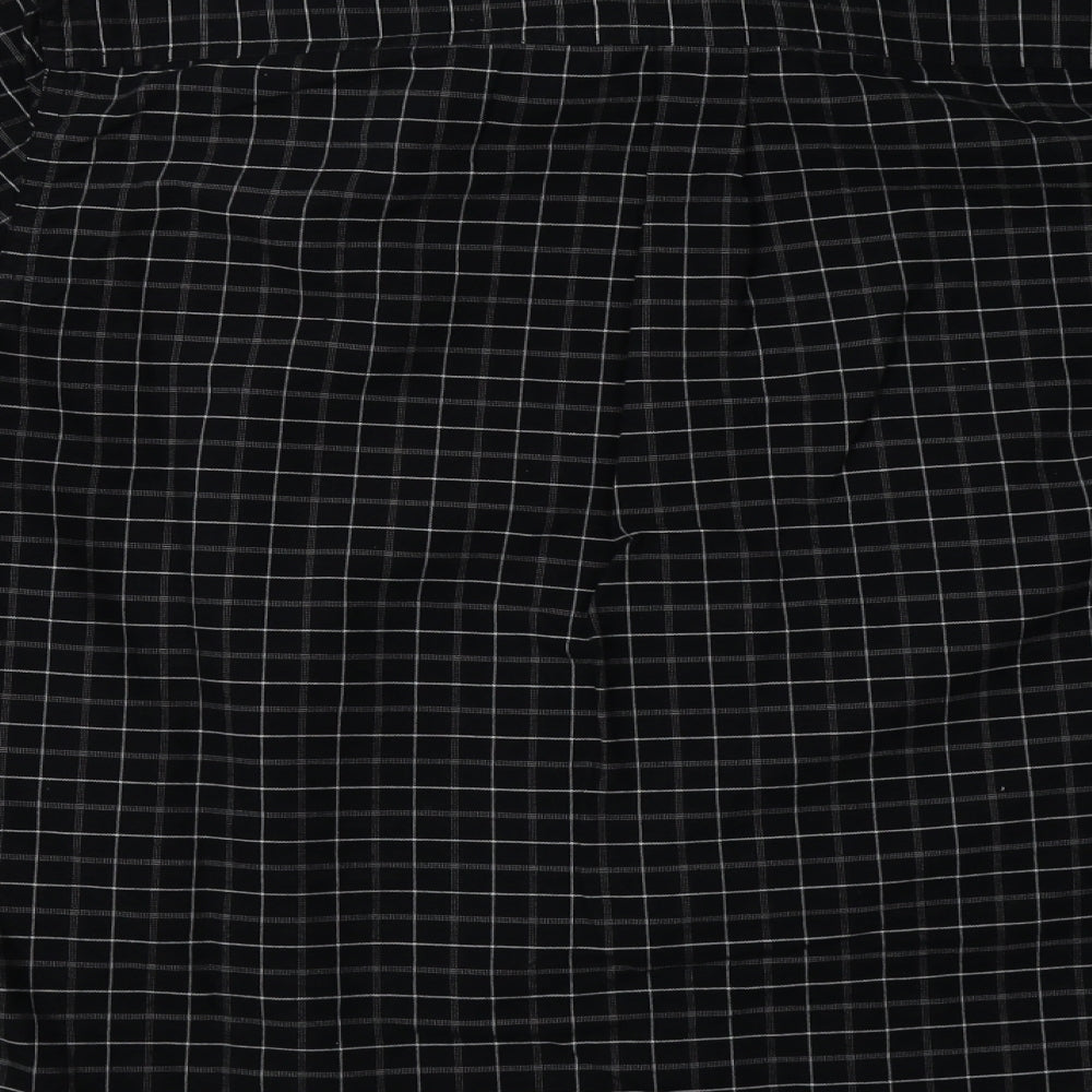 Matalan Mens Black Check Cotton  Button-Up Size XL Collared Button