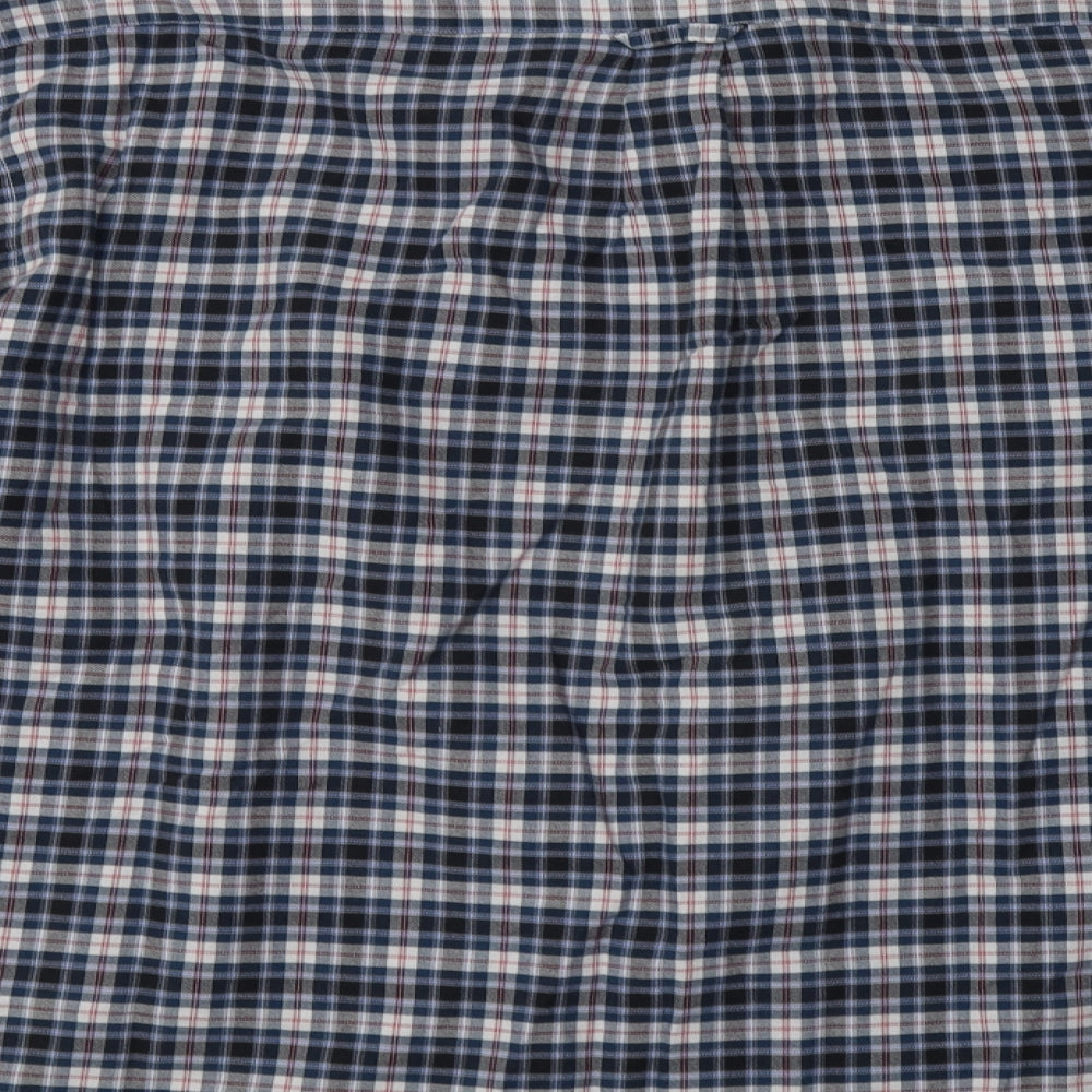 Debenhams Mens Blue Check Cotton  Button-Up Size L Collared Button