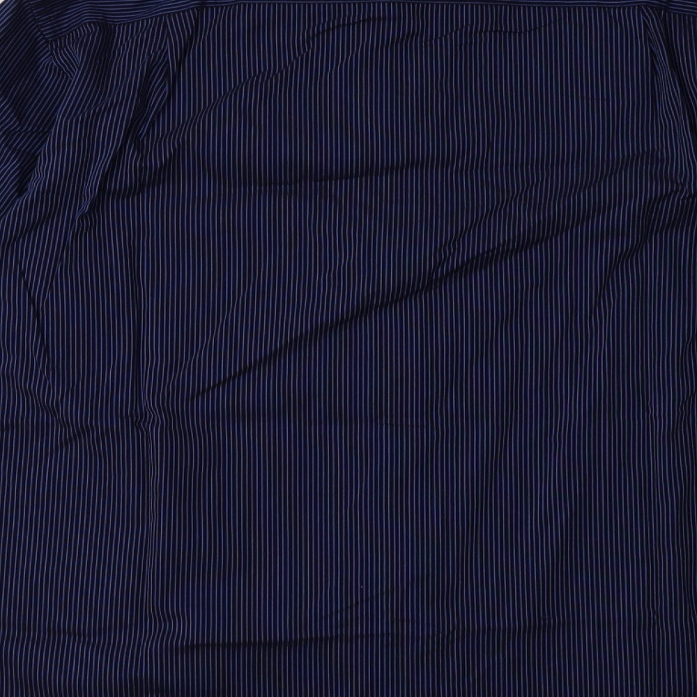 Marks and Spencer Mens Blue Striped Cotton  Button-Up Size 16.5 Collared Button