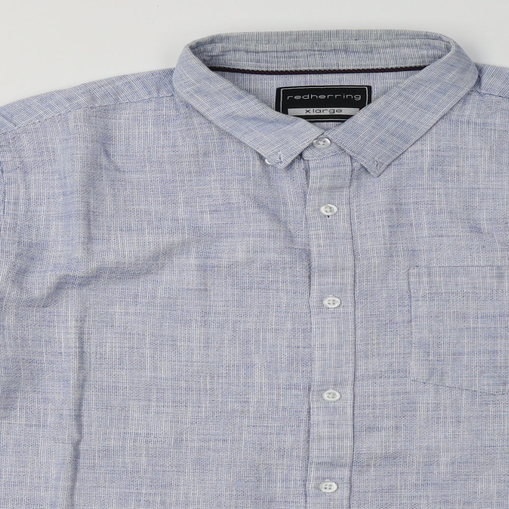 Debenhams Mens Blue  Cotton  Button-Up Size XL Collared Button