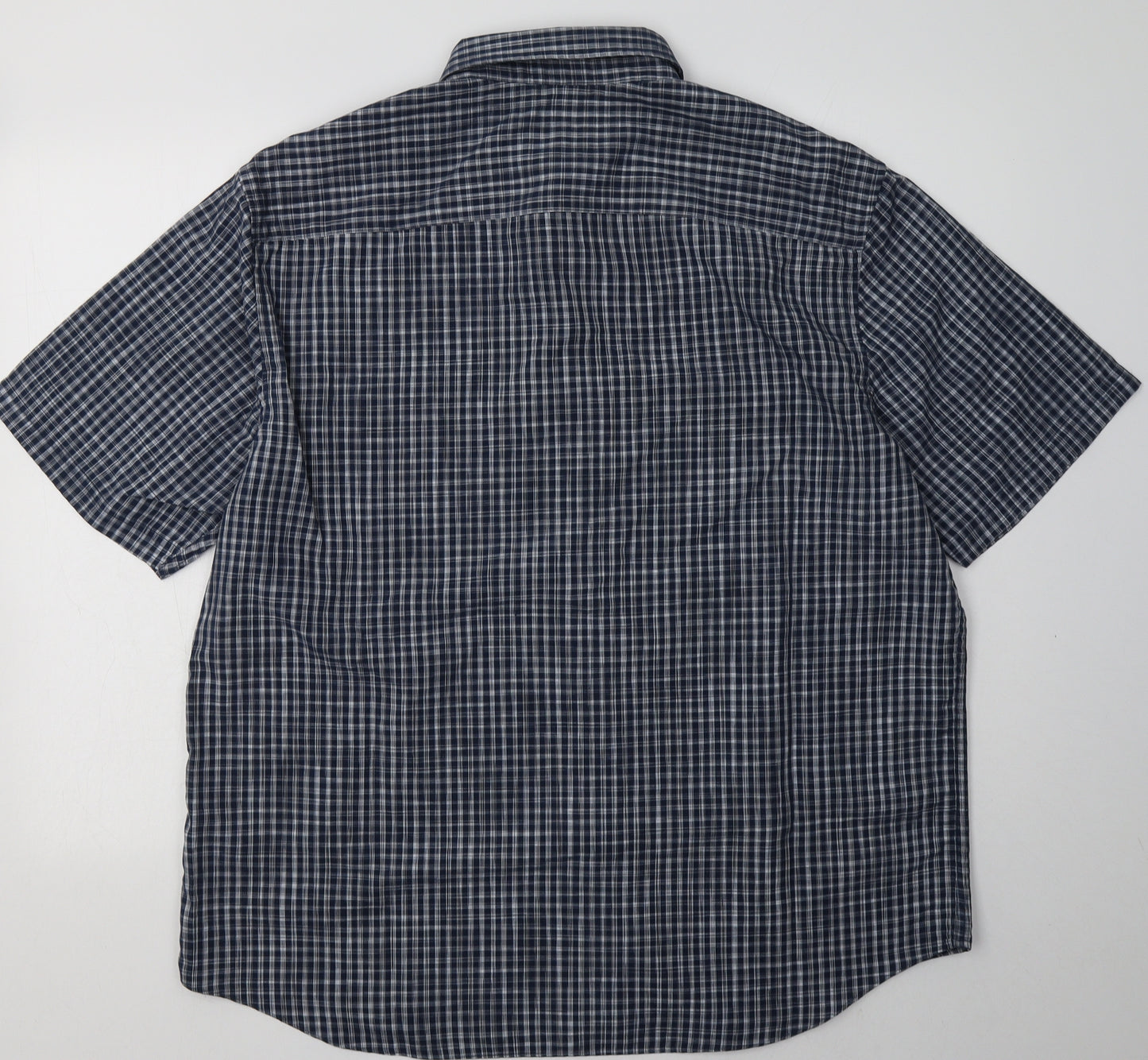 Marks and Spencer Mens Blue Check Modal  Button-Up Size XL Collared Button