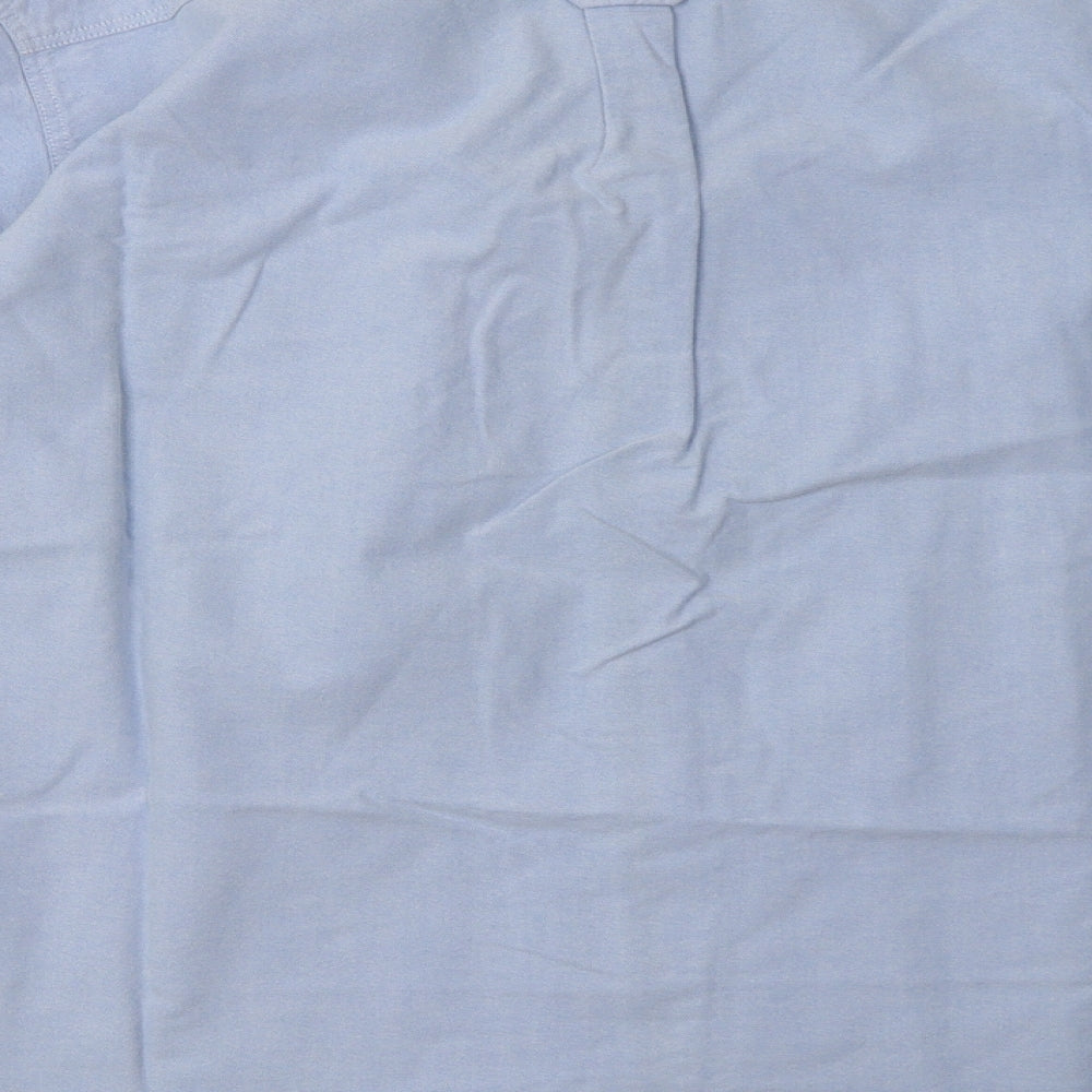 George Mens Blue  Cotton  Button-Up Size L Collared Button