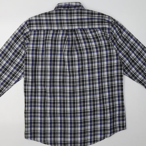 signal extra Mens Black Check Cotton  Button-Up Size L Collared Button