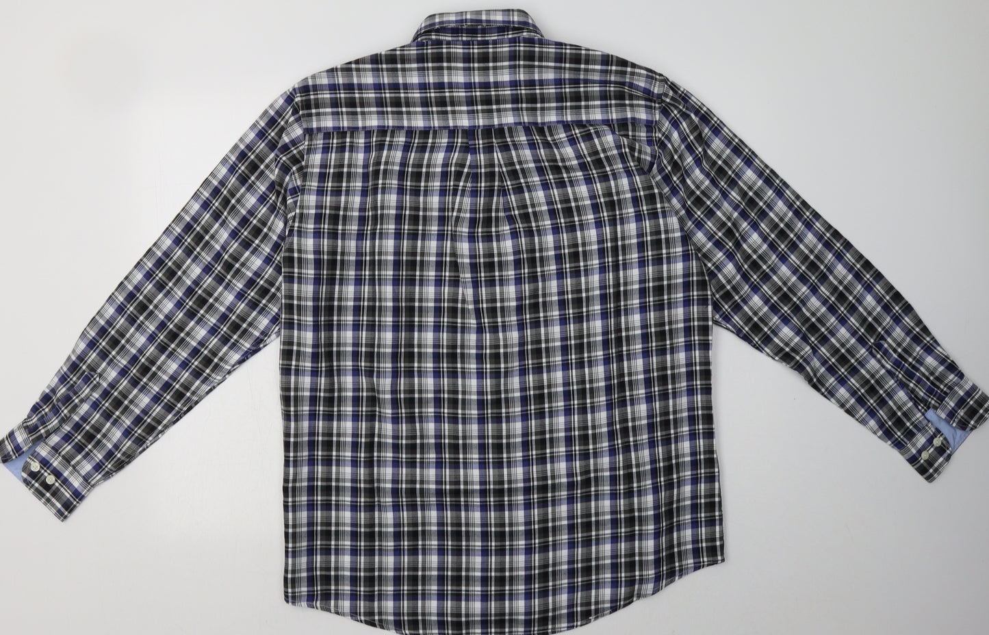 signal extra Mens Black Check Cotton  Button-Up Size L Collared Button