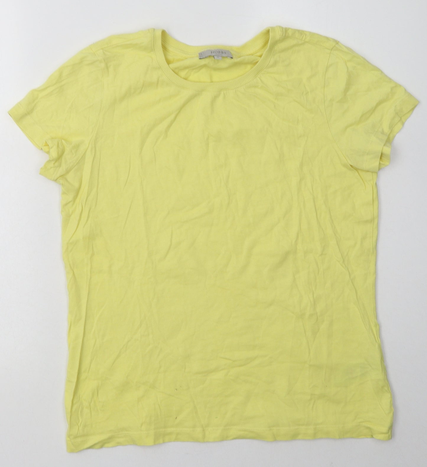 Hobbs Womens Yellow  Cotton Basic T-Shirt Size M Crew Neck