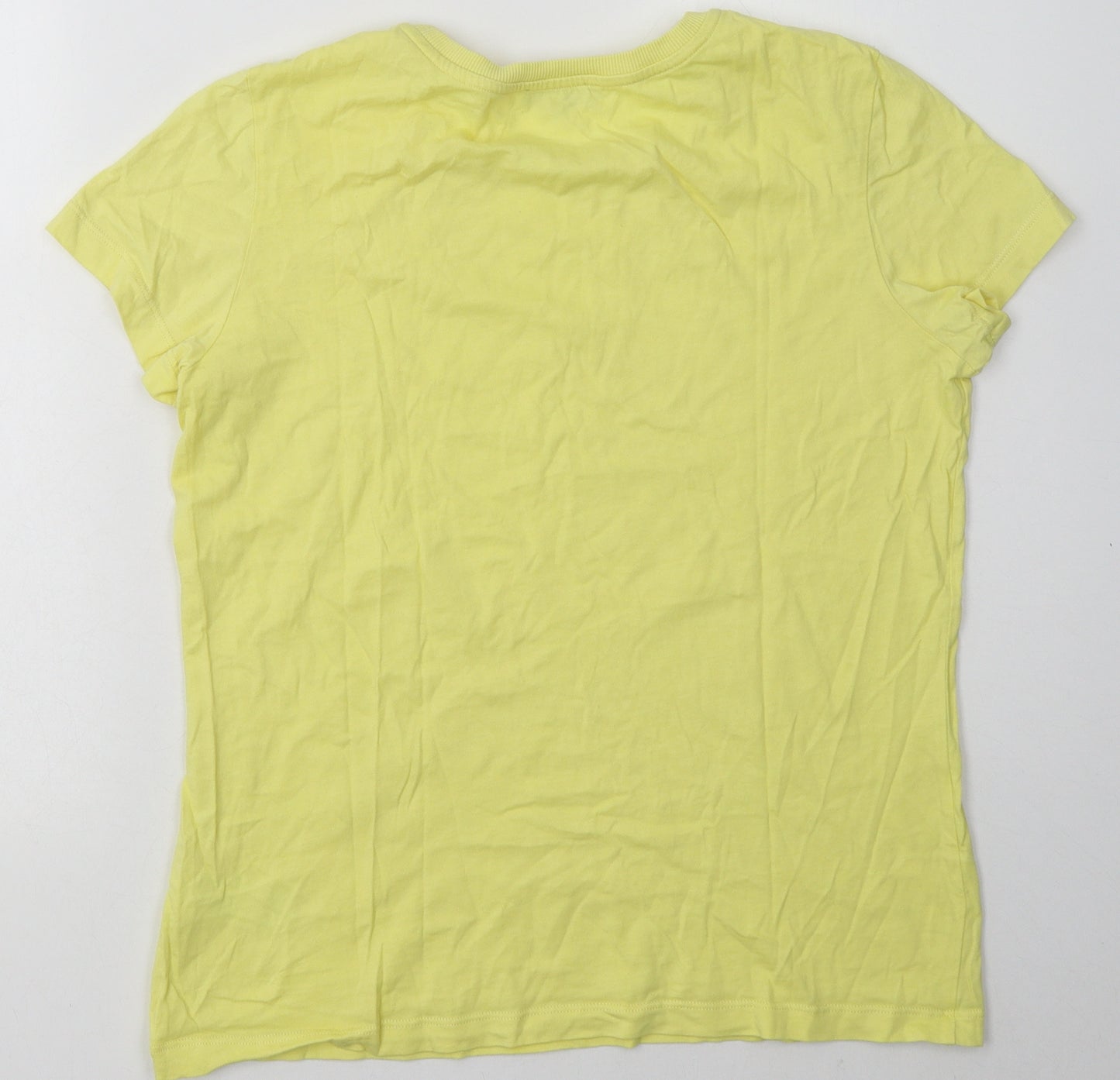 Hobbs Womens Yellow  Cotton Basic T-Shirt Size M Crew Neck