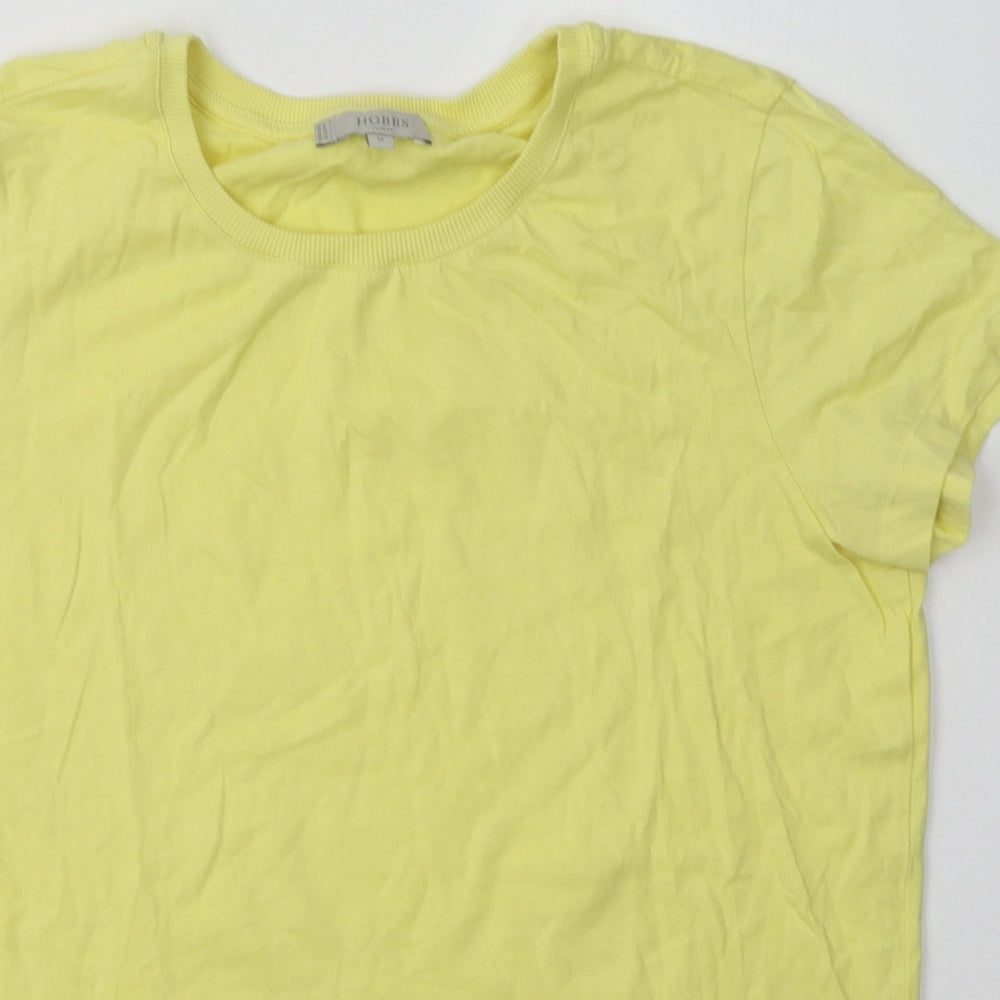 Hobbs Womens Yellow  Cotton Basic T-Shirt Size M Crew Neck