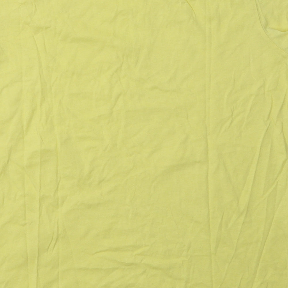 Hobbs Womens Yellow  Cotton Basic T-Shirt Size M Crew Neck