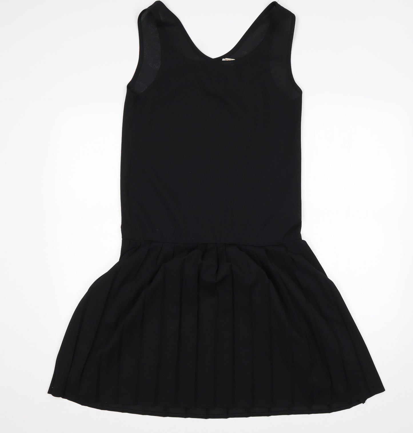 Preworn Womens Black  Polyester Tank Dress  Size 12  Round Neck