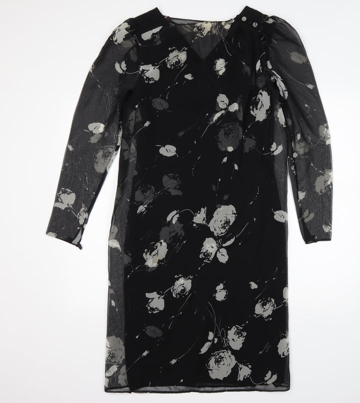 Frank Usher Womens Multicoloured Floral Polyester Shift Size 10 Round Neck