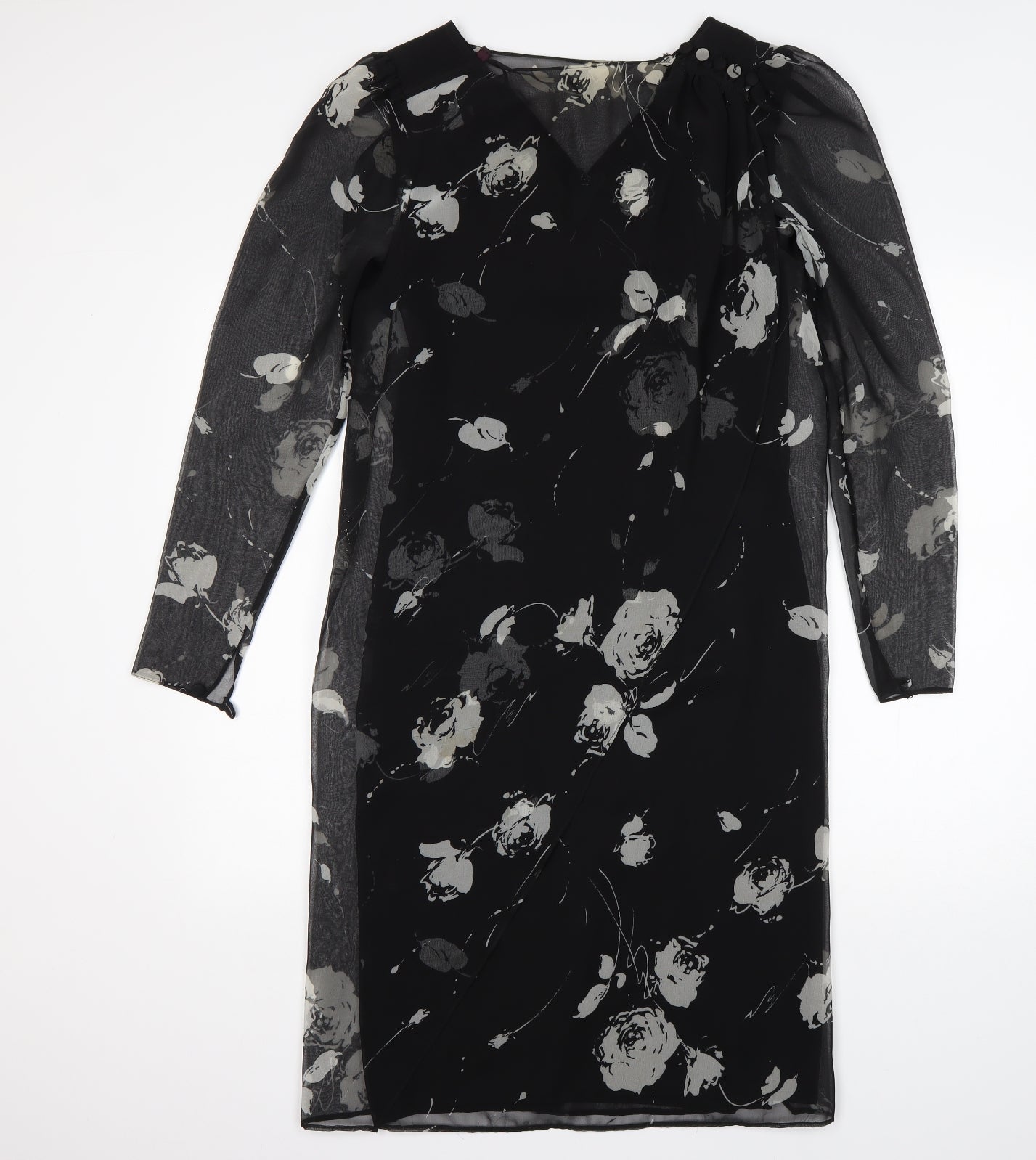 Frank Usher Womens Multicoloured Floral Polyester Shift  Size 10  Round Neck