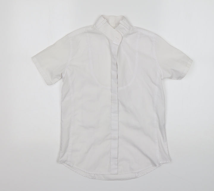 Dublin Womens White Polyester Basic Button-Up Size 10 Collared