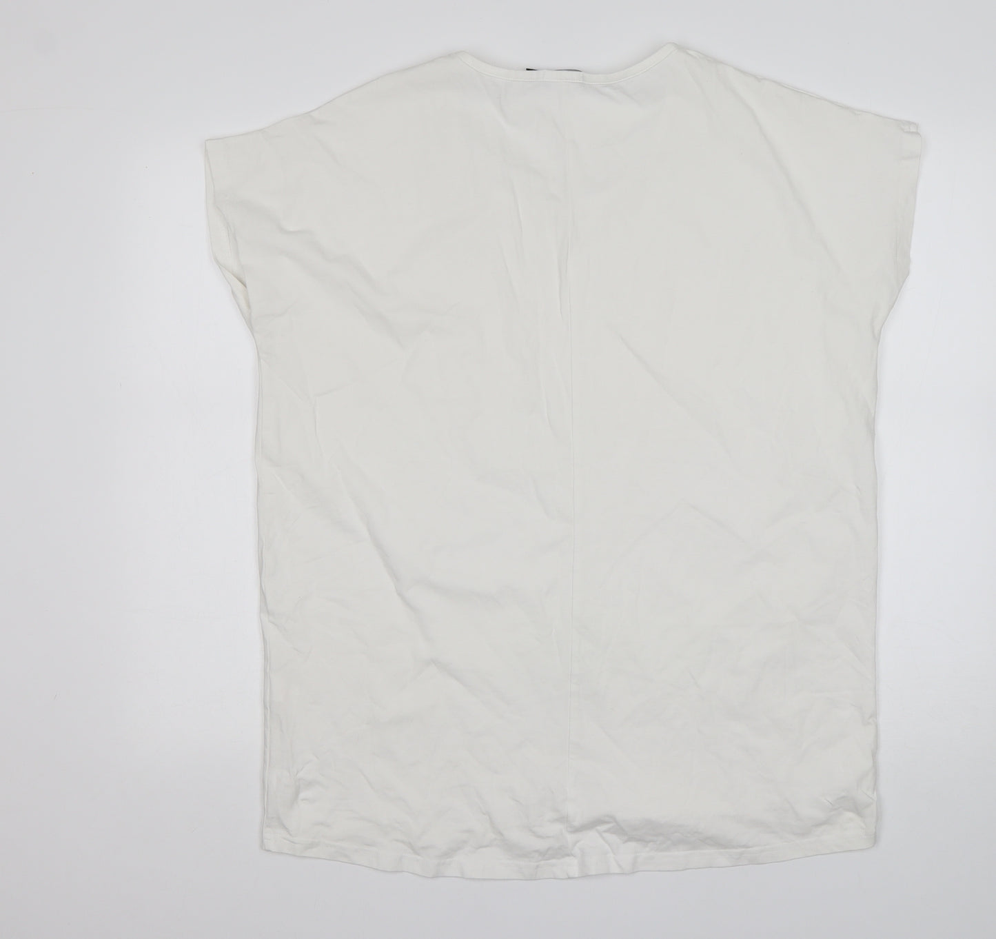 Boohoo Womens White  Cotton Basic T-Shirt Size 10 Round Neck