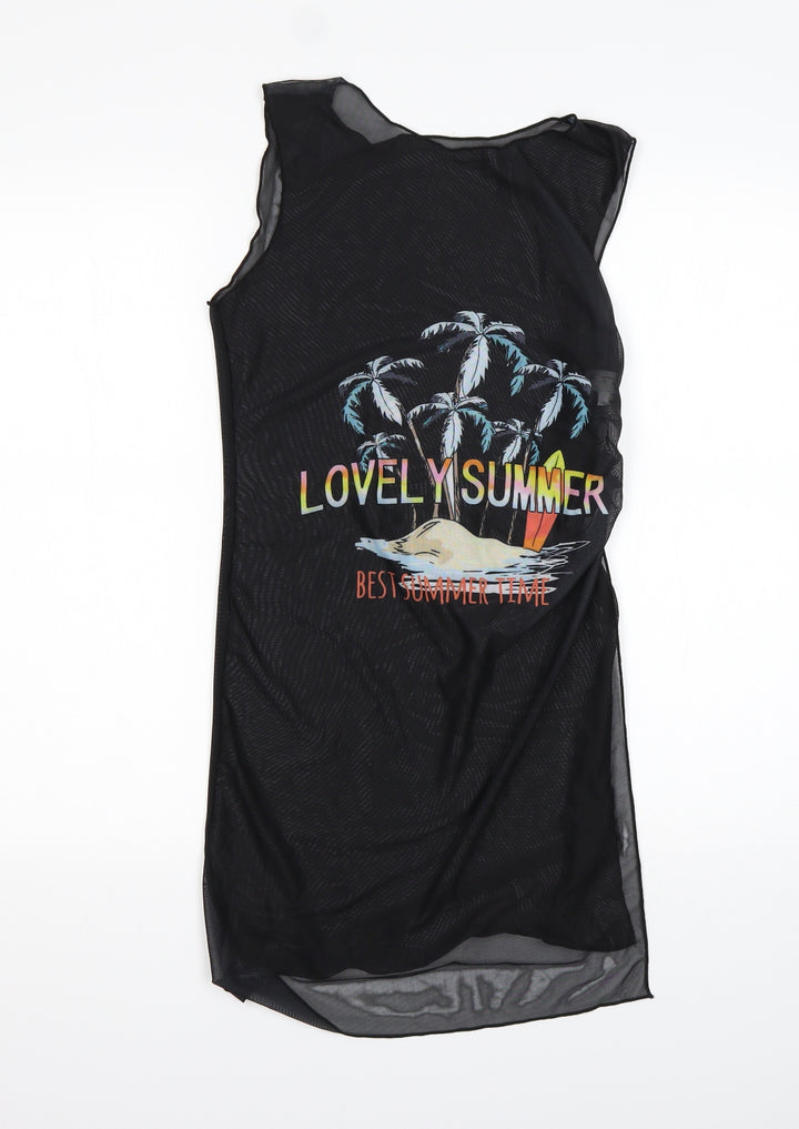 SheIn Girls Black  Polyester Tank Dress  Size 12 Years  Round Neck