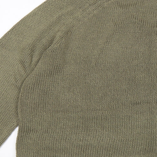 H&M Womens Green V-Neck  Acrylic Pullover Jumper Size L